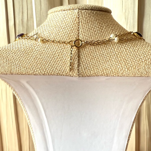 Vintage Gold and Purple Necklace - Picture 4 of 4